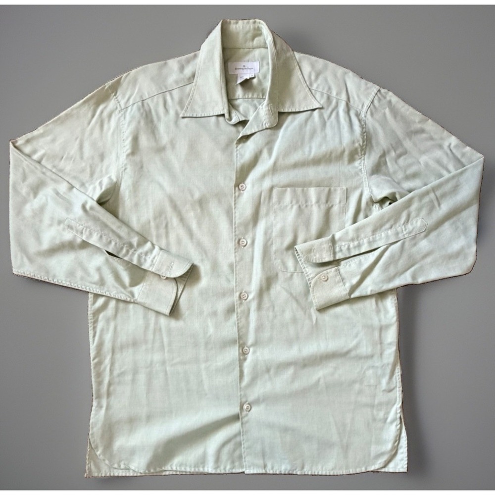 Ermenegildo Zegna Long Sleeve Button Down Shirt Green Micro Pattern Medium JBHS